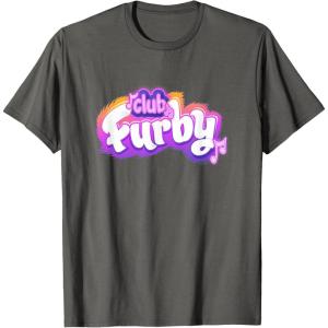 imageFurby Club Furby Colorful Gradient Musical Notes Furry Logo TShirtAsphalt Grey