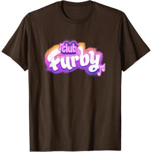 imageFurby Club Furby Colorful Gradient Musical Notes Furry Logo TShirtBrown