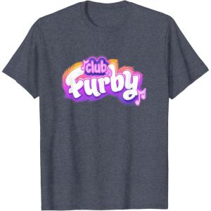 imageFurby Club Furby Colorful Gradient Musical Notes Furry Logo TShirtHeather Blue