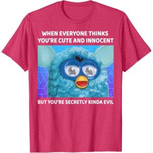 imageFurby Cute But Secretly Kinda Evil Photo Meme TShirtRed Heather