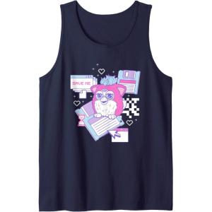 imageFurby Cute Retro Computer Friend Save Me Big Chest Poster Tank TopNavy Blue