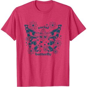 imageFurby Cute Social Butterfly Floral Big Chest Logo TShirtRed Heather