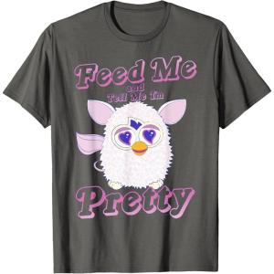 imageFurby Feed Me And Tell Me Im Pretty Cute Logo Portrait TShirtAsphalt Grey