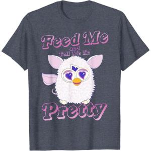 imageFurby Feed Me And Tell Me Im Pretty Cute Logo Portrait TShirtHeather Blue