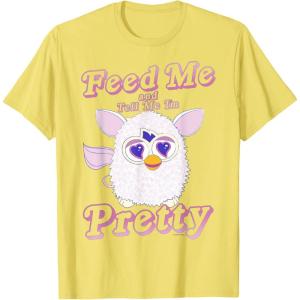 imageFurby Feed Me And Tell Me Im Pretty Cute Logo Portrait TShirtLemon Yellow