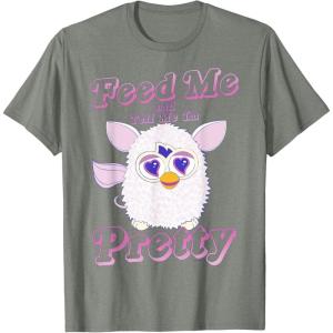 imageFurby Feed Me And Tell Me Im Pretty Cute Logo Portrait TShirtOlive Heather
