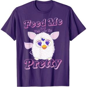 imageFurby Feed Me And Tell Me Im Pretty Cute Logo Portrait TShirtPurple
