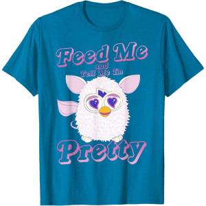 imageFurby Feed Me And Tell Me Im Pretty Cute Logo Portrait TShirtSapphire Blue