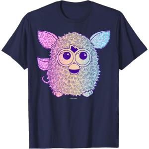 imageFurby Retro Neon Gradient Big Cute Portrait TShirtNavy Blue