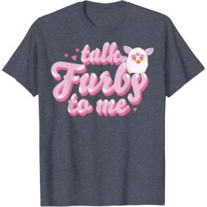 imageFurby Valentines Day Talk Furby To Me Cute Hearts Logo TShirtHeather Blue