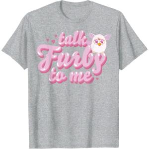 imageFurby Valentines Day Talk Furby To Me Cute Hearts Logo TShirtHeather Grey