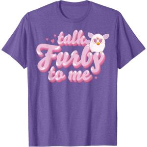 imageFurby Valentines Day Talk Furby To Me Cute Hearts Logo TShirtPurple Heather