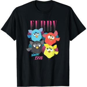 imageFurby Vintage Neon Gradient Since 1998 Heart Portraits TShirtBlack