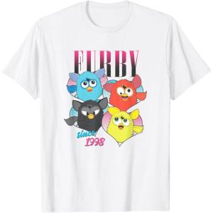 imageFurby Vintage Neon Gradient Since 1998 Heart Portraits TShirtWhite