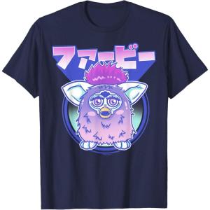 imageGagaciso Furby Retro Pink Circle Kanji Portrait TShirtNavy Blue