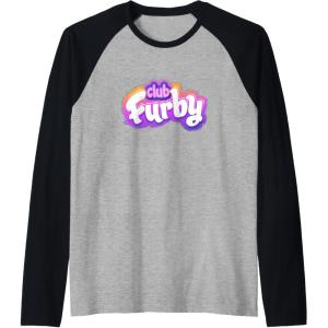 imageFurby Club Furby Colorful Gradient Furry Logo Raglan Baseball TeeBlackAthletic Heather