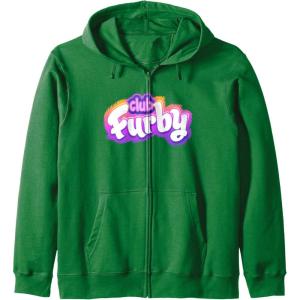 imageFurby Club Furby Colorful Gradient Furry Logo Zip HoodieDark Green
