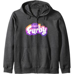 imageFurby Club Furby Colorful Gradient Furry Logo Zip HoodieDark Heather Grey