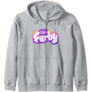 imageFurby Club Furby Colorful Gradient Furry Logo Zip HoodieHeather Grey
