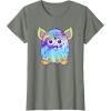 imageFurby Classic Toy Tie Dye Pattern Vintage Smiling Portrait TShirtOlive Heather