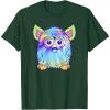 imageFurby Classic Toy Tie Dye Pattern Vintage Smiling Portrait TShirtDark Green