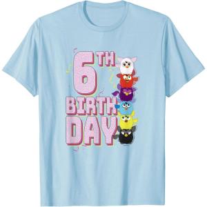 imageFurby 6th Birthday Stacked Furbies Funny Portrait TShirtBaby Blue
