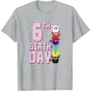 imageFurby 6th Birthday Stacked Furbies Funny Portrait TShirtHeather Grey