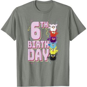 imageFurby 6th Birthday Stacked Furbies Funny Portrait TShirtOlive Heather