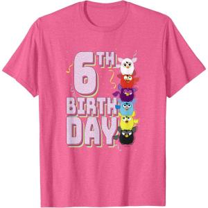 imageFurby 6th Birthday Stacked Furbies Funny Portrait TShirtPink Heather