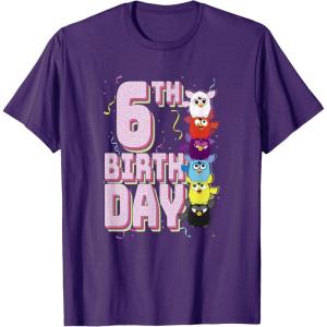 imageFurby 6th Birthday Stacked Furbies Funny Portrait TShirtPurple
