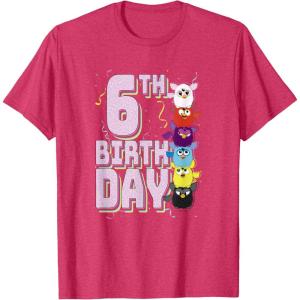 imageFurby 6th Birthday Stacked Furbies Funny Portrait TShirtRed Heather