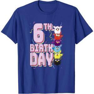 imageFurby 6th Birthday Stacked Furbies Funny Portrait TShirtRoyal Blue