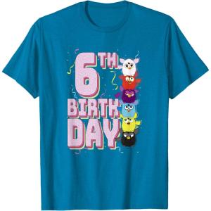 imageFurby 6th Birthday Stacked Furbies Funny Portrait TShirtSapphire Blue