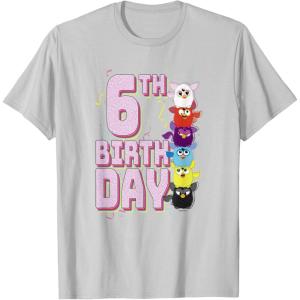 imageFurby 6th Birthday Stacked Furbies Funny Portrait TShirtSilver Grey