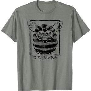 imageFurby Classic KahtohLoo Hypnotizing Eyes Vintage Portrait TShirt  UnisexAdults Kids  Grey  Short Sleeve  Small  Crew Collar  Modern Vintage  Cartoon  Vacation  Classic  TShirtOlive Heather