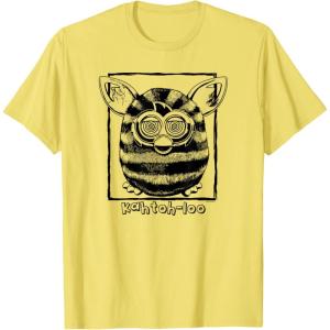 imageFurby Classic KahtohLoo Hypnotizing Eyes Vintage Portrait TShirt  UnisexAdults Kids  Grey  Short Sleeve  Small  Crew Collar  Modern Vintage  Cartoon  Vacation  Classic  TShirtLemon Yellow