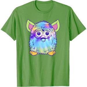 imageFurby Classic Toy Tie Dye Pattern Vintage Smiling Portrait TShirtGrass Green