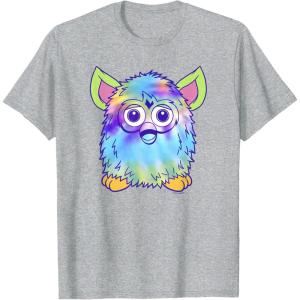 imageFurby Classic Toy Tie Dye Pattern Vintage Smiling Portrait TShirtHeather Grey
