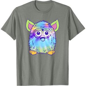 imageFurby Classic Toy Tie Dye Pattern Vintage Smiling Portrait TShirtOlive Heather