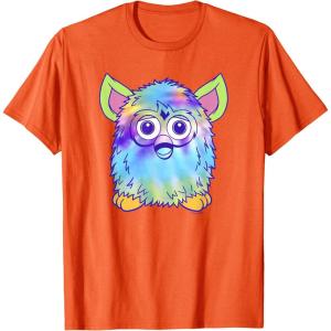 imageFurby Classic Toy Tie Dye Pattern Vintage Smiling Portrait TShirtOrange