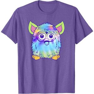 imageFurby Classic Toy Tie Dye Pattern Vintage Smiling Portrait TShirtPurple Heather
