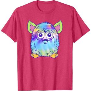 imageFurby Classic Toy Tie Dye Pattern Vintage Smiling Portrait TShirtRed Heather
