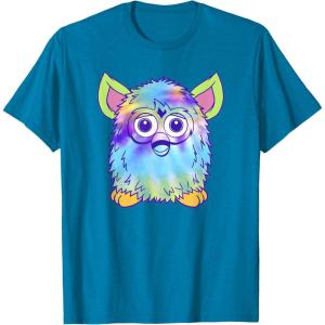 imageFurby Classic Toy Tie Dye Pattern Vintage Smiling Portrait TShirtSapphire Blue
