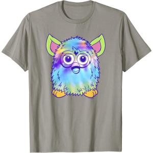 imageFurby Classic Toy Tie Dye Pattern Vintage Smiling Portrait TShirtSlate Grey