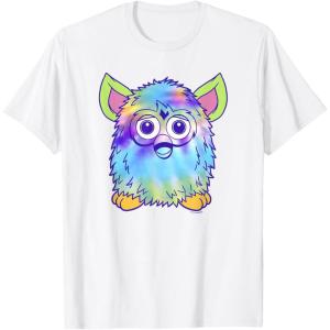 imageFurby Classic Toy Tie Dye Pattern Vintage Smiling Portrait TShirtWhite