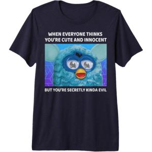 imageFurby Cute But Secretly Kinda Evil Photo Meme Premium Triblend TShirtNavy Blue