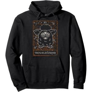 imageFurby Halloween Celestial Tarot Card Trouble Maker Outline Pullover HoodieBlack