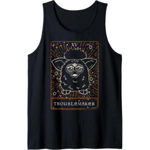 imageFurby Halloween Celestial Tarot Card Trouble Maker Outline Tank TopBlack