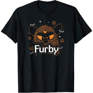 imageFurby Halloween Spooky Lines Pumpkin Furby TShirtBlack