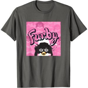imageFurby Pink ampamp Black Retro Watercolor Surprise Furby Face TShirtAsphalt Grey
